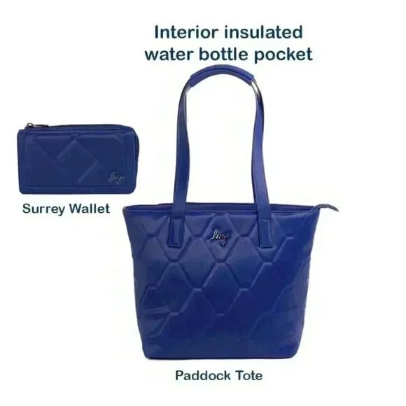 Lug Handbags - LUG Paddock Tote & Surrey Wallet in Satin Luxe VL (Vegan Leather) - Sapphire